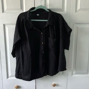 Black Loose Button Down Top